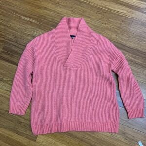 Talbots Sweater Womens Size Large Petite V-Neck Pullover Knit Ribbed Casual Pink